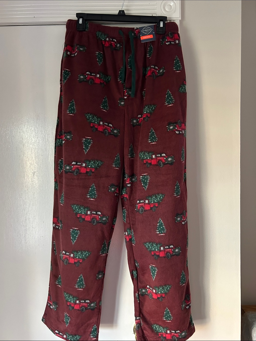 Mens Medium NWT Holiday Red Fleece Pajama Bottoms
